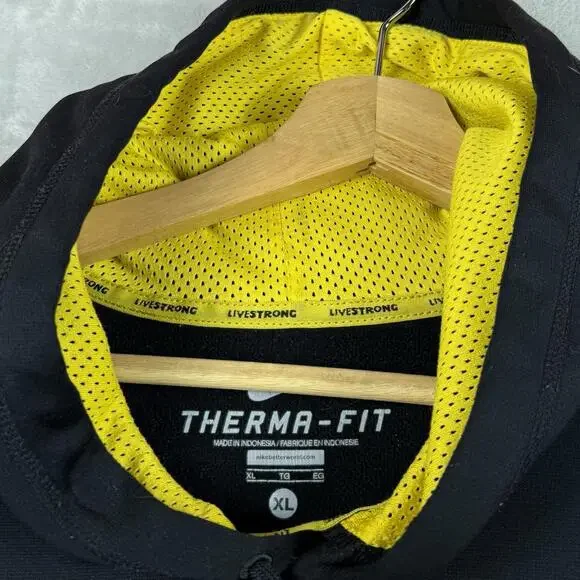 Nike Livestrong Therma Fit Hoodie Black Yellow Athletic Pullover Mens XL Running - Picture 3 of 9